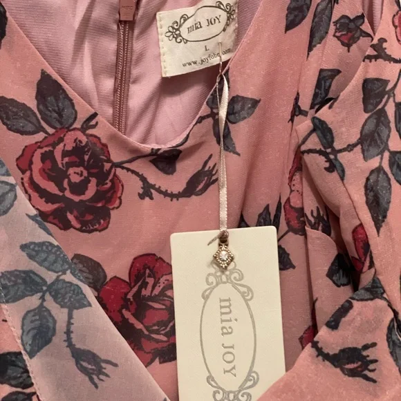 Mia Joy Colette Dress maxi rose floral NWTs ashes of roses  💐 Sz Large JOYFOLIE - Picture 6 of 11